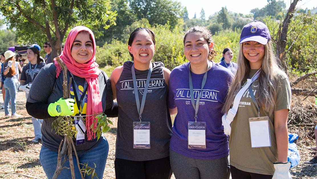 Group of students helping with community service