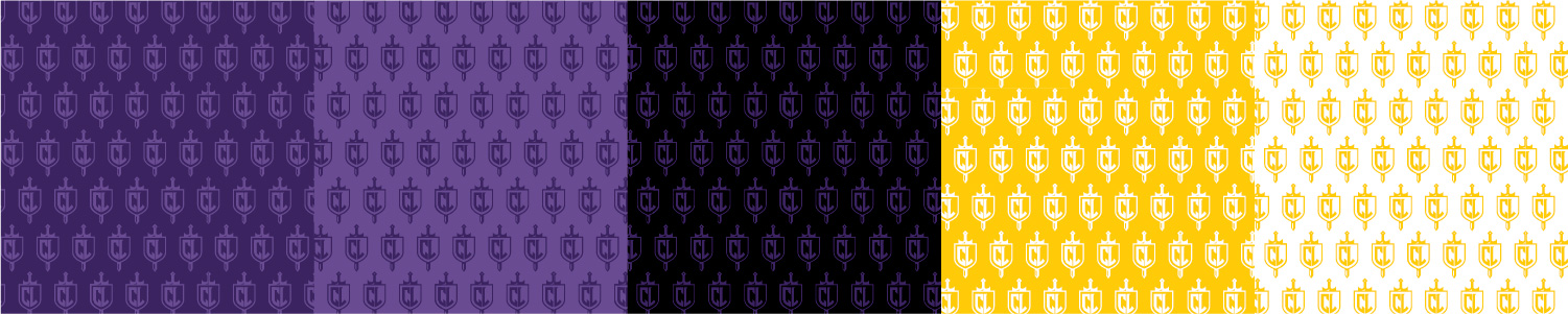 Repeating patterns of the Cal Lutheran Spirit Mark in multiple colors